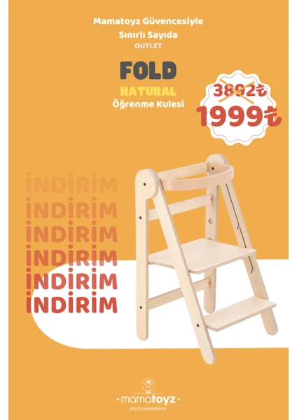 Fold Öğrenme Kulesi Katlanır Naturel (Outlet)