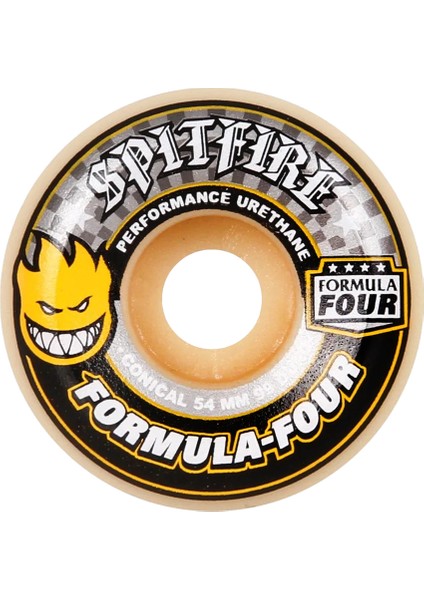 F4 Conical Yellow Print 54MM 99DU Kaykay Tekerleği