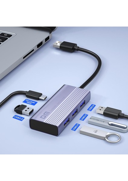 Dm CHB060 Pd Güç Destekli USB 3.0 4 Portlu Usb-A Hub Çoklayıcı Adaptör