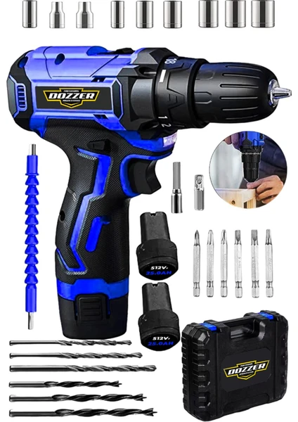 Blu-X Serii 258 Volt 12 Ah 27 Pcs Set Motor Koruma Çelik Şanzuman 2x Akülü Vidalama Şarjlı Matkap