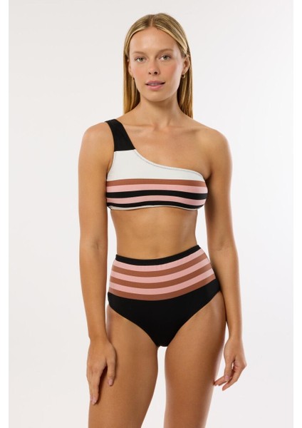 4648 Kahverengi Pembe Yüksek Bel Bikini Takımı