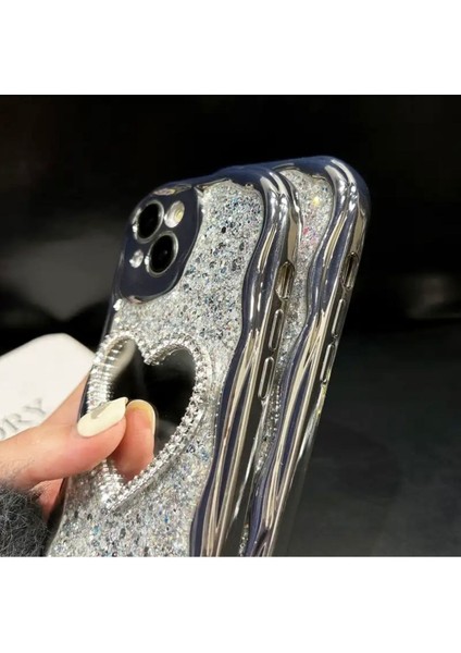 iPhone 11 Uyumlu Kalpli Aynalı Pırıltılı Yumuşak Kılıf