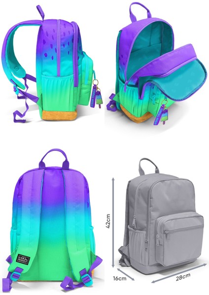 Ilkokul/ortaokul Çanta Seti ve Bel Çantası- Mor Lila Renk Geçişli - Kız Çocuk fiyatları
