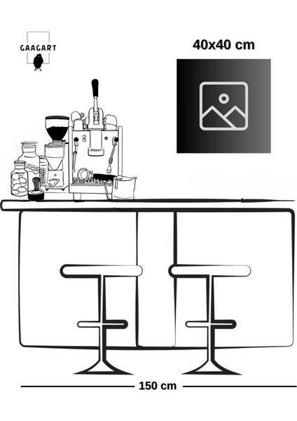 Kare Kanvas Kahve Köşesi Cafe Tablosu Barista Bukalemun