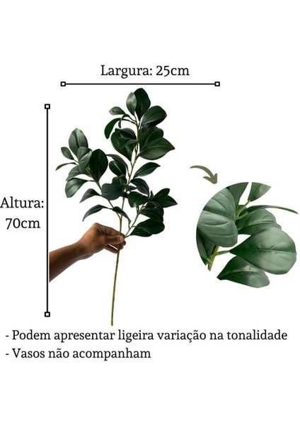 Yapay Çiçek Yeşil Keman Yapraklı Kauçuk Dalı Tek Dal Uzun Dal 70CM