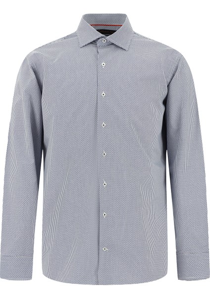 Uzun Kol Slim Fit Dar Kesim Desenli Pamuk Gömlek