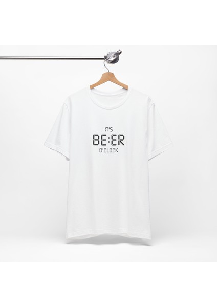 Bira Zamanı Baskılı Beyaz Basic Tshirt