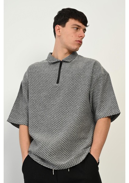 R-5755 Yaka Fermuar Detaylı Kısa Kollu Tişört modelleri