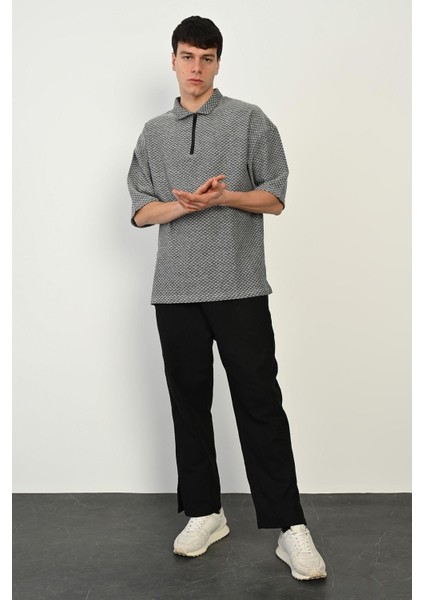 R-5755 Yaka Fermuar Detaylı Kısa Kollu Tişört fırsatları