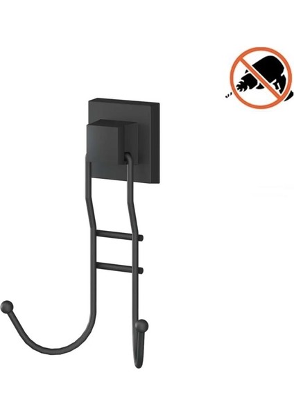 Tekno Tel EF-236 Yapışkanlı Banyo 2'li Askı Bornozluk Siyah
