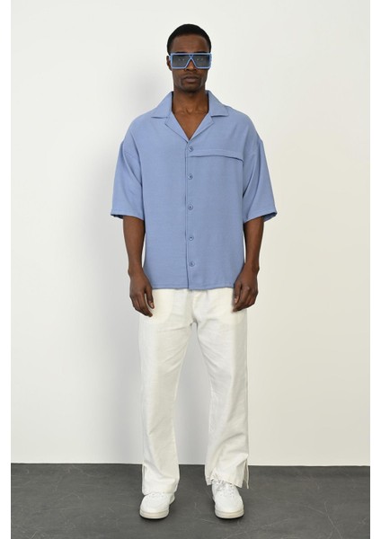 R-3960 Apaç Yaka Ön Pat Detaylı Kısa Kol Gömlek modelleri