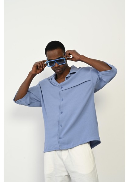 R-3960 Apaç Yaka Ön Pat Detaylı Kısa Kol Gömlek fırsatları