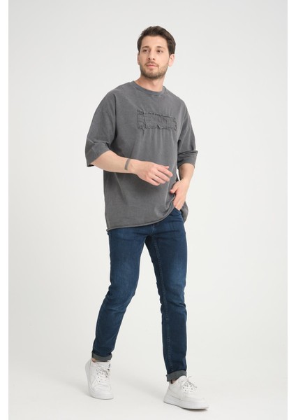 R-5822 Nakış Detaylı Yıkamalı Süprem Tişört