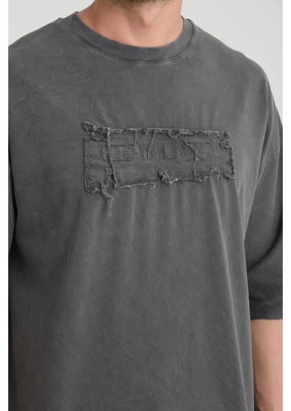 R-5822 Nakış Detaylı Yıkamalı Süprem Tişört fırsatları