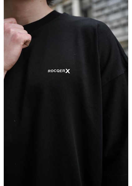 R-5775 Rocqerx Baskılı Düz Basıc Tişört
