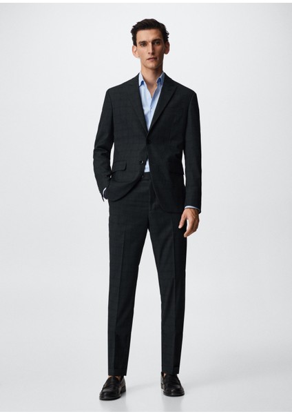Slim Fit Kareli Takım Blazer