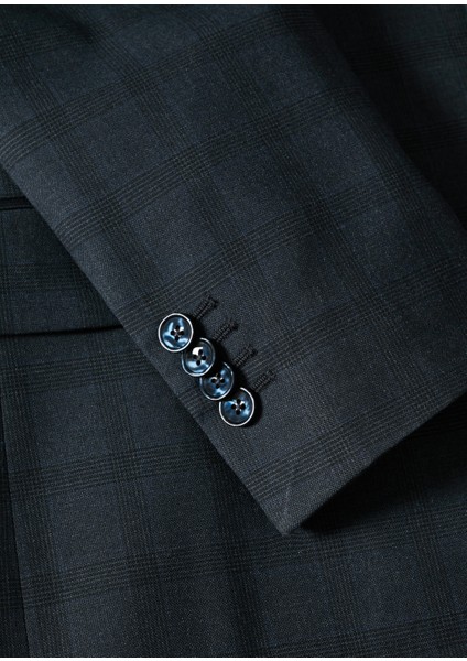 Slim Fit Kareli Takım Blazer