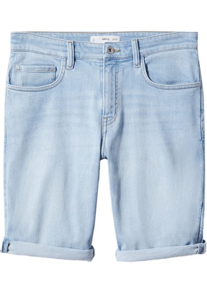 Mango Man Dar Kesim Denim Bermuda Şort