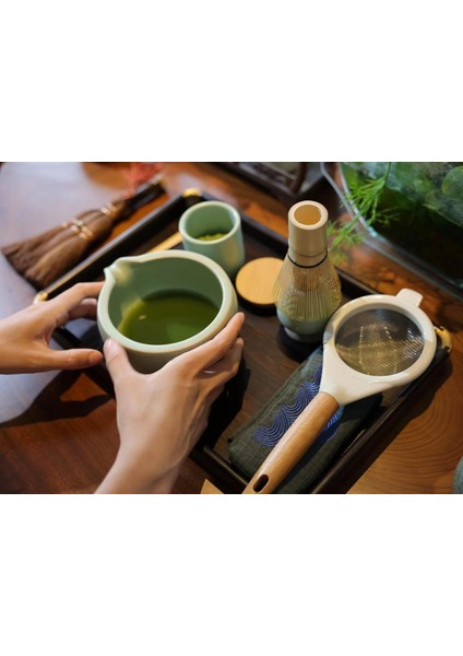 Anka Shop Japon Matcha Çay Seti 7 Parça Matcha Seti, Matcha Kasesi (Dökme Ağzı), Matcha Çay Süpürgesi Bambu Hazırlama Seti