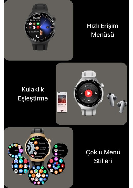 Watch 4 Pro Plus Yeni Model Akıllı Saat Cüzdan ve 2 Kordon Hediyeli Tüm Telefonlara Uyumlu Amoled