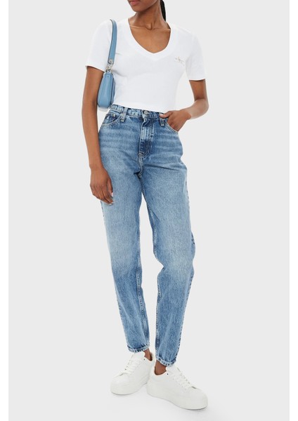 Sert Pamuklu Yüksek Bel Mom Jeans J20J2236551A4 Kadın Kot Pantolon J20J223655 1A4 fiyatları