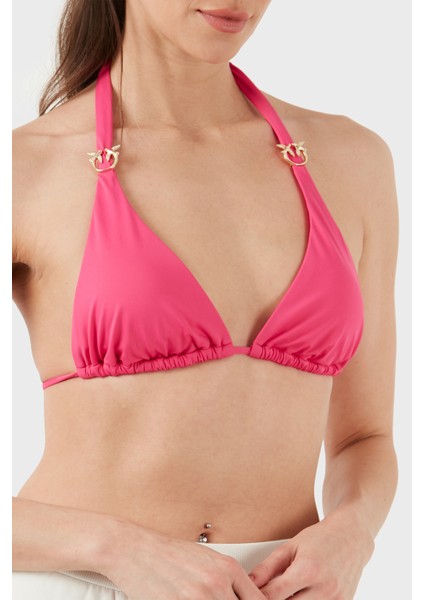 Logolu Boyundan Bağlamalı Üçgen Bikini Üstü Bayan Bikini Üstü 103216 A0S7 N17 fırsatları
