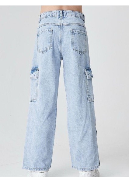 Kız Çocuk Kargo Cepli Zımbalı Paça Kot Pantolon fırsatları