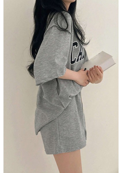 Unisex California Detay Baskılı Şort Takım
