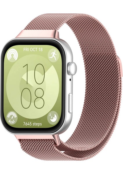 Huawei Watch Fit 3 Uyumlu Paslanmaz Hasır Örgü Metal Milano Kordon Strap