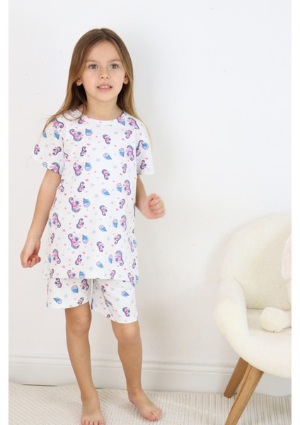 Kız Çocuk Pamuklu Penye Kumaş Baskılı Şortlu Pijama Takımı fiyatları