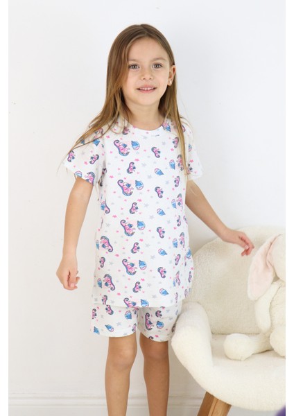 Kız Çocuk Pamuklu Penye Kumaş Baskılı Şortlu Pijama Takımı fırsatları
