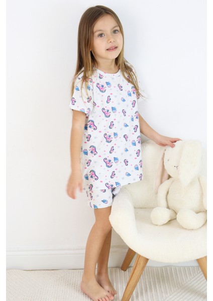 Kız Çocuk Pamuklu Penye Kumaş Baskılı Şortlu Pijama Takımı indirimleri