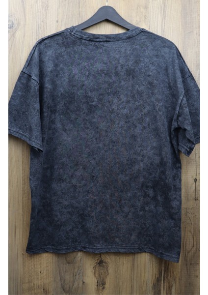 Unisex Yeşil Kuru Kafa Metallica Baskılı Vintage Tişört, Oversize Rock Baskılı Yıkamalı T-Shirt