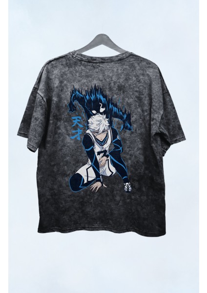 Unisex Sırt Baskılı Seishiro Nagi Vintage Tişört, Oversize Anime Baskılı Yıkamalı T-Shirt fiyatları