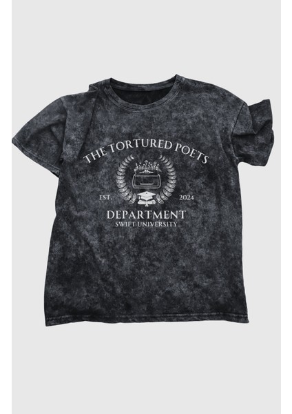 Unisex Ttpd Swift University 2024 Albüm Baskılı Yıkamalı Tişört,oversize Ts Baskılı Eskitme T-Shirt