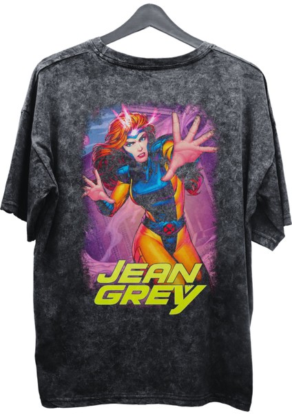 Unisex Jean Grey Baskılı Yıkamalı Tişört, Oversize Marvel Comics Baskılı Retro T-Shirt fiyatları