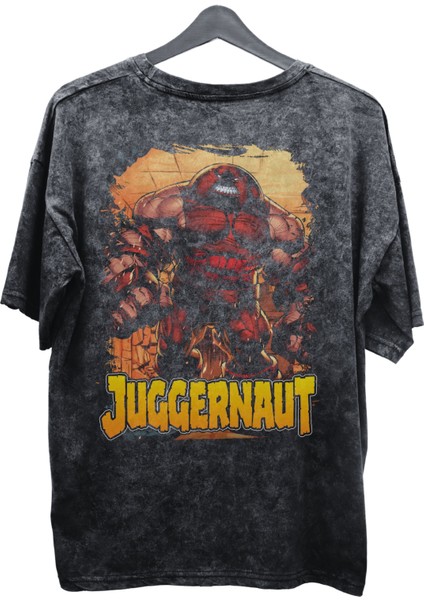 Unisex Juggernaut Baskılı Yıkamalı Tişört, Oversize Marvel Comics Baskılı Vintage T-Shirt fiyatları