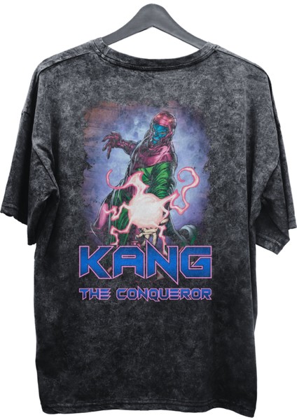 Unisex Kang The Conqueror Baskılı Yıkamalı Tişört, Oversize Marvel Comics Baskılı Eskitme T-Shirt fiyatları