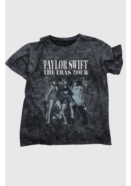 Unisex Taylor Swift Konser Baskılı Yıkamalı Tişört, Oversize Taylor Swift Baskılı Retro T-Shirt