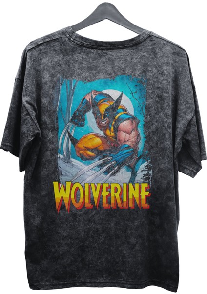 Unisex V2 Wolverine Ex Baskılı Yıkamalı Tişört, Oversize Marvel Comics Baskılı Vintage T-Shirt fiyatları