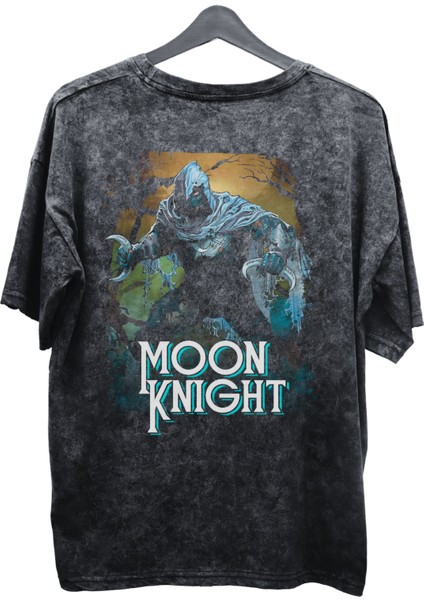 Unisex Moon Knight Baskılı Yıkamalı Tişört, Oversize Marvel Comics Baskılı Vintage T-Shirt fiyatları