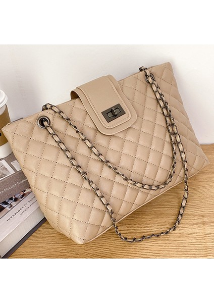 Bayan Tote Çanta Deri Kadın Yüksek Kapasiteli Omuz Çantası Zincir Handbags (Yurt Dışından)