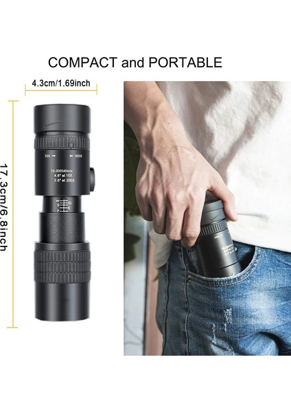 10300X Uzun Menzilli Profesyonel Teleskop Hd Taşınabilir Güçlü Dürbün Monoküler Düşük Gece Görüş Yakınlaştırma Kamp Içın (Yurt Dışından) fiyatları