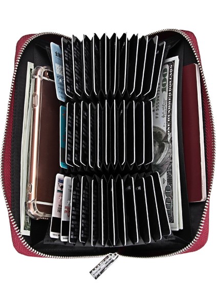 Erkekler ve Kadınlar Için Akordeon Tarzı Uzun Hakiki Deri Çoklu Kart Yuvası Cüzdanı (Yurt Dışından) indirimleri