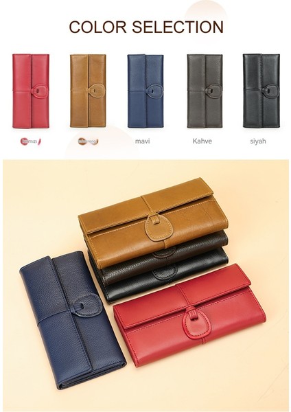 Hakiki Deri Büyük Kapasiteli Çoklu Kart Minimalist Tasarım Uzun Cüzdan (Yurt Dışından) fiyatları