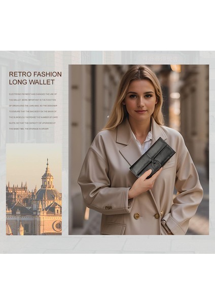 Hakiki Deri Büyük Kapasiteli Çoklu Kart Minimalist Tasarım Uzun Cüzdan (Yurt Dışından) indirimleri