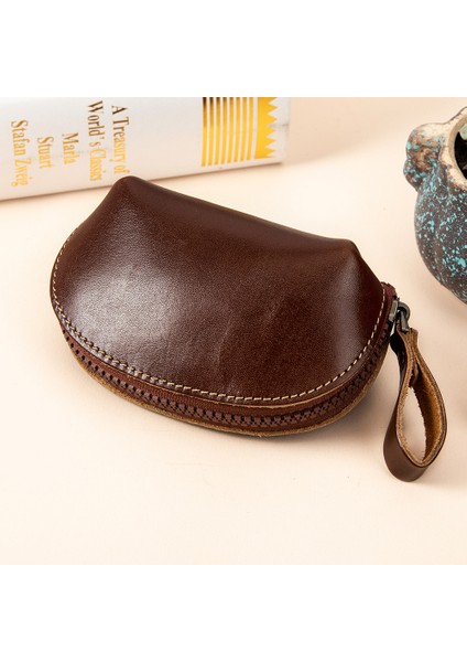 Mini Kompakt Üst Katman Yumuşak Deri Kadın Fermuarlı Anahtar Çantası Cüzdanı (Yurt Dışından)