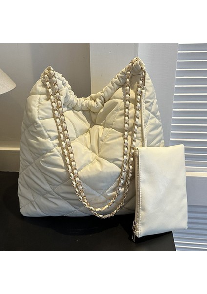 2'si 1 Arada Kadın Yüksek Kapasiteli Tote Çanta Bayan Omuz Çantası Naylon Zincir Handbags Cüzdan (Yurt Dışından)