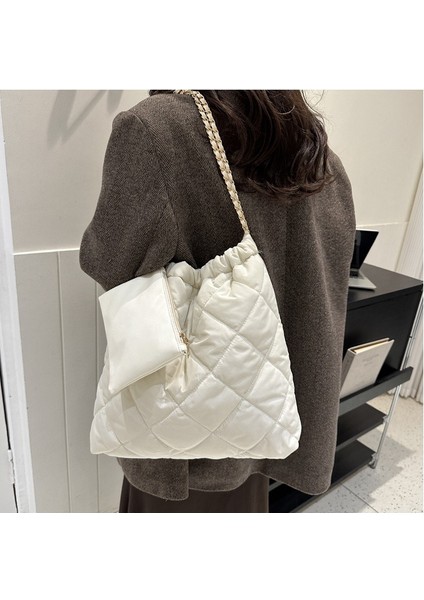 2'si 1 Arada Kadın Yüksek Kapasiteli Tote Çanta Bayan Omuz Çantası Naylon Zincir Handbags Cüzdan (Yurt Dışından) fiyatları