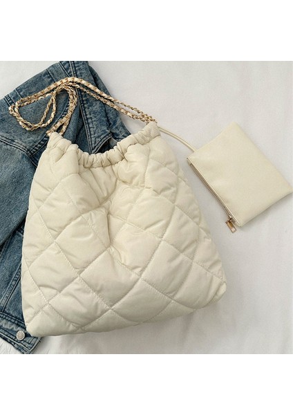 2'si 1 Arada Kadın Yüksek Kapasiteli Tote Çanta Bayan Omuz Çantası Naylon Zincir Handbags Cüzdan (Yurt Dışından) indirimleri